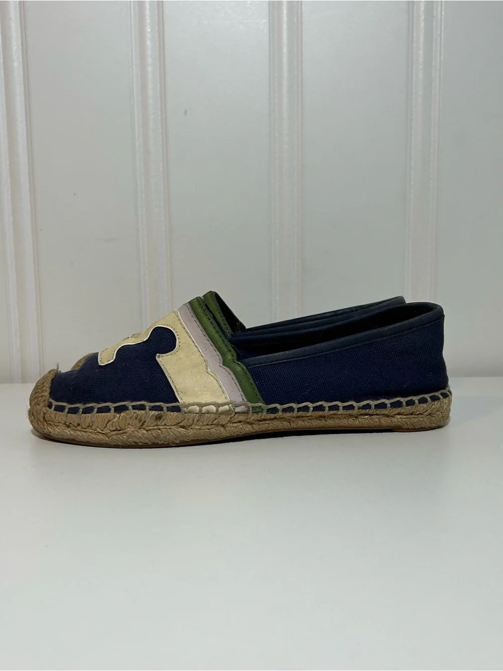 Tory Burch Laguna Navy blue and Cream Women's Espadrille Slip-Ons